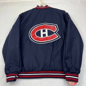 Vintage Montreal Canadiens Varsity Jacket Men 2XL Navy Blue JH Design Reversible